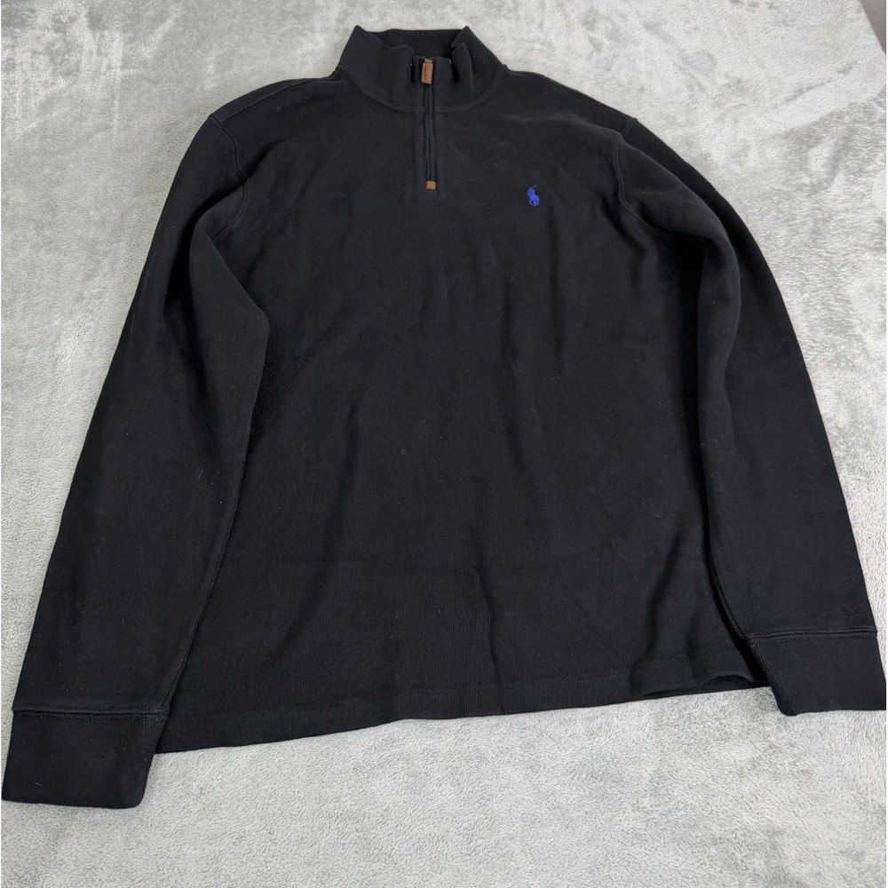 Polo Ralph Lauren 1/4 Zip Pullover Sweater Men's Size XL Black Preppy